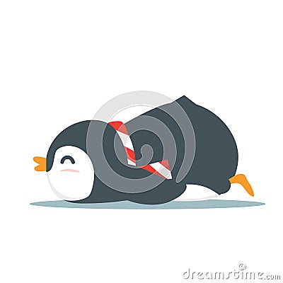 Cute Penguin animal sleep cartoon vector Vector Illustration