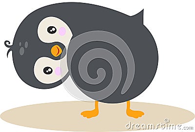 Cute penguin peeping from the back Vector Illustration