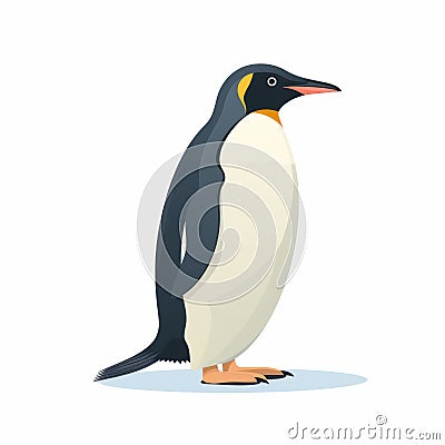 Cute Penguin Silhouette On White Background Cartoon Illustration