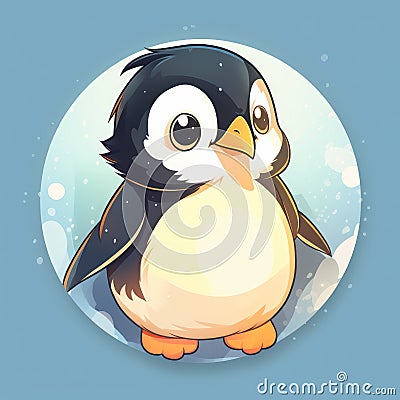 Cute Penguin Sticker Set With Clear Edges And High Contrast Stock Photo