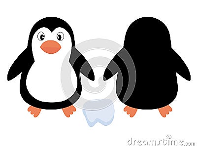Cute penguin. Vector illustration of an animal, isolated on a white background. for children`s holidays or drawing training Vector Illustration