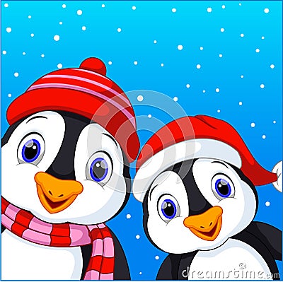 Cute penguins cartoon Stock Photo