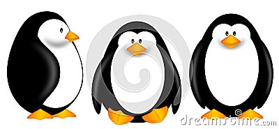 Cute Penguins Clipart Isolated on White Background Stock Photo