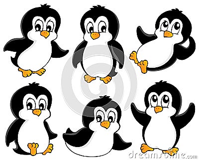 Cute penguins collection Vector Illustration