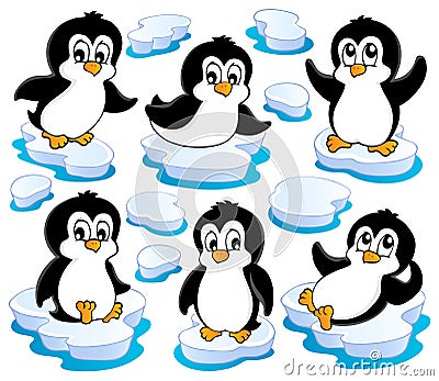 Cute penguins collection Vector Illustration