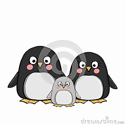 Cute penguins family Vector Illustration