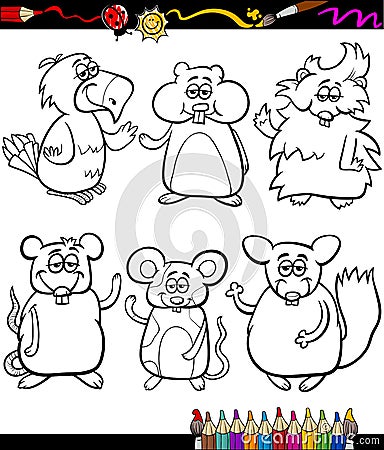 Cute pets cartoon coloring book Vector Illustration