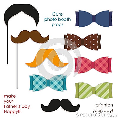 Cute photo booth props to make your Father`s Day really happy Vector Illustration