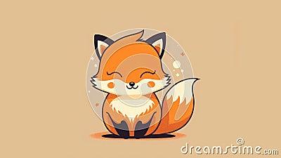 Cute picture of a fox . Cartoon happy baby animals drawn Cartoon Illustration