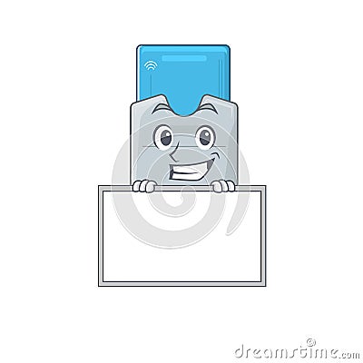 A cute picture of key card grinning with board Vector Illustration