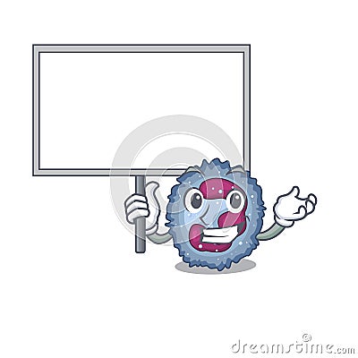 A cute picture of neutrophil cell cute cartoon character bring a board Vector Illustration
