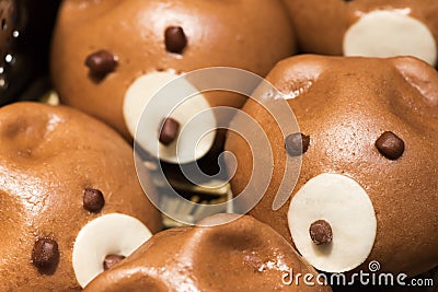 Cute pig baozi chinese steamed buns Stock Photo