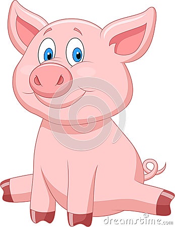 Cute pig cartoon Vector Illustration