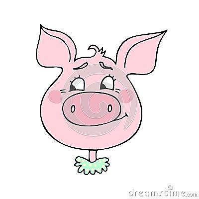 The cute pig has a embarrassment expression Vector Illustration