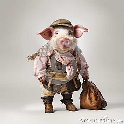 Charming Piglike Creature With Stylish Costume Design And Folklore Inspiration Stock Photo