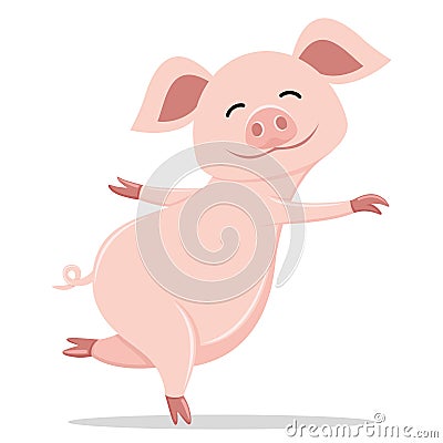 Cute pig smiling. Vector Illustration