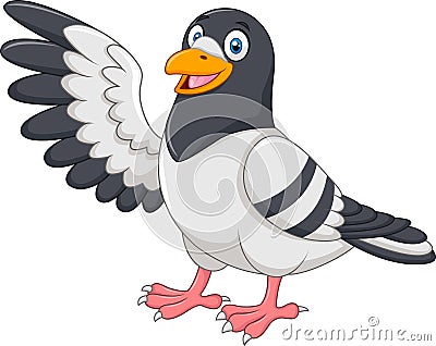 Cute Pigeon bird presenting on white background Vector Illustration