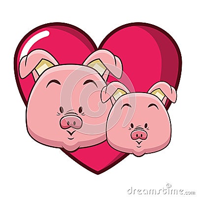 Cute pigs cartoon Vector Illustration