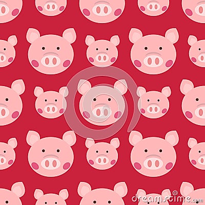 Cute pigs seamless pattern Vector Illustration