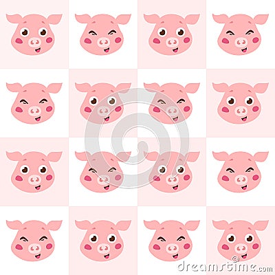 Cute pigs seamless pattern Vector Illustration