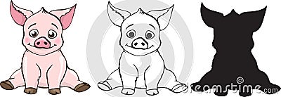 Cute pigs set Vector Illustration