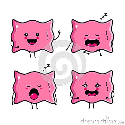 cute pillow character mascot set Vector Illustration