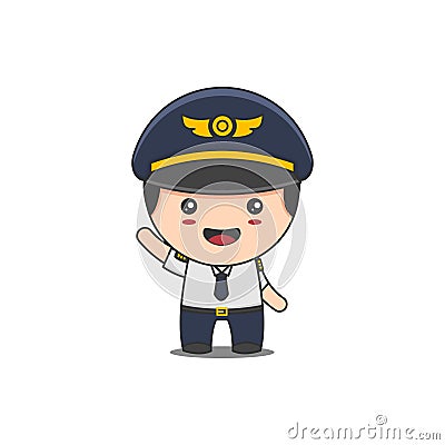 Cute pilot character cartoon Vector Illustration