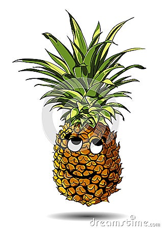 Cute fresh Pineapple cartoon character emotion nice Vector Illustration