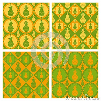 cute pineapple patterns Vector Illustration