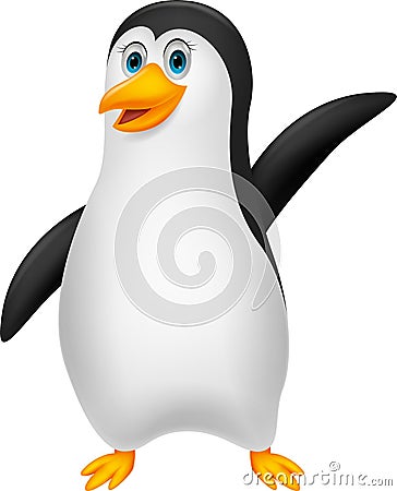 Cute pinguin cartoon waving Vector Illustration