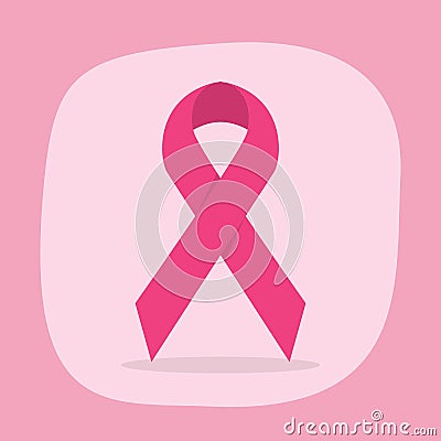 Cute pink abstract vertical Breast Cancer Awareness ribbon emblem Vector Illustration