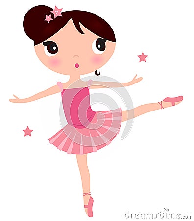 Cute Pink ballerina girl Vector Illustration