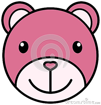 Cute pink bear head icon Vector Illustration