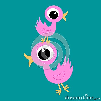 Cute pink birds Stock Photo