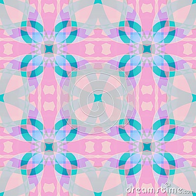 Cute pink blue fractal based abstract texture. Square seamless tile. Detailed background illustration. Home decor fabric design sa Cartoon Illustration