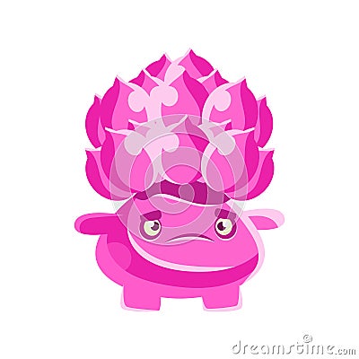 Cute pink cactus with a frustrated face. Cartoon emotions character vector Illustration Vector Illustration