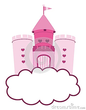 Cute pink castle Vector Illustration