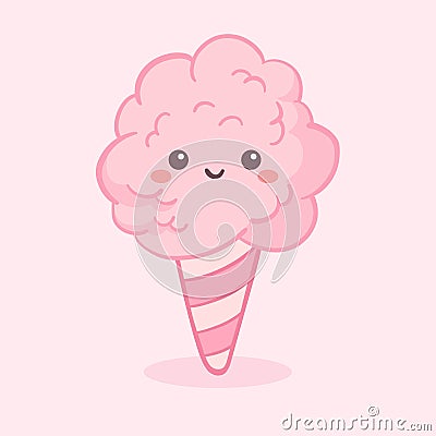 Cute Pink Cotton Candy Vector Cartoon Vector Illustration