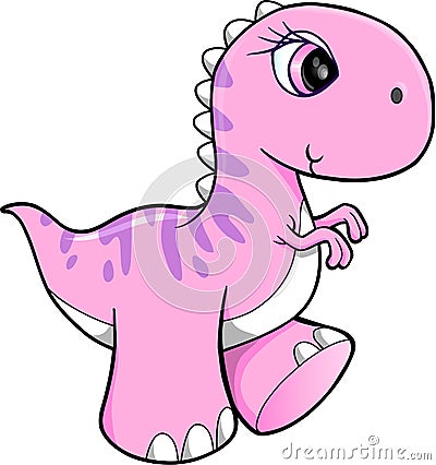 Cute Pink Dinosaur Vector Vector Illustration