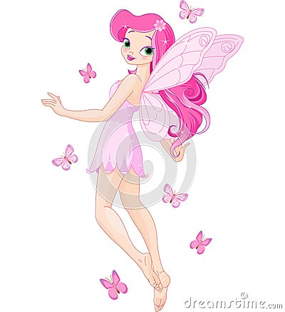 Cute pink fairy Vector Illustration