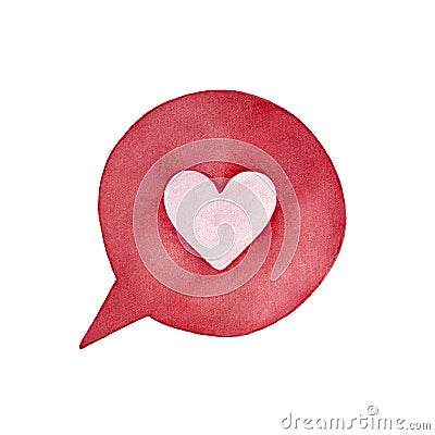 Cute pink heart in round bright speech bubble shape. Stock Photo