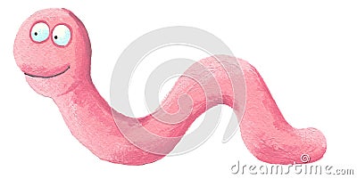 Cute pink worm Cartoon Illustration