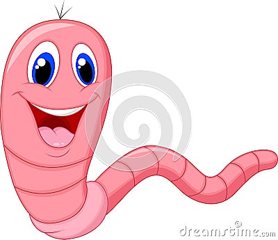 Cute pink worm cartoon Vector Illustration