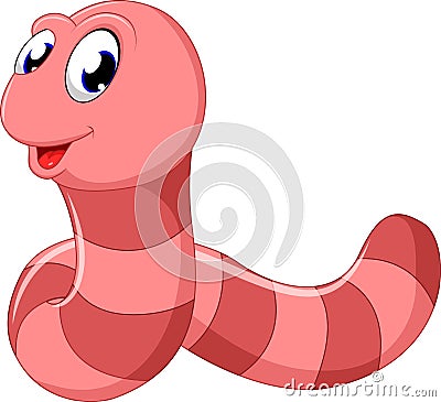 Cute pink worm cartoon Vector Illustration