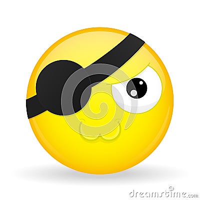 Cute pirate emoji. Melt emotion. Sweet emoticon. Cartoon style. Vector illustration smile icon. Vector Illustration