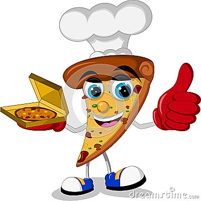 Cute pizza cartoon thumb up Stock Photo
