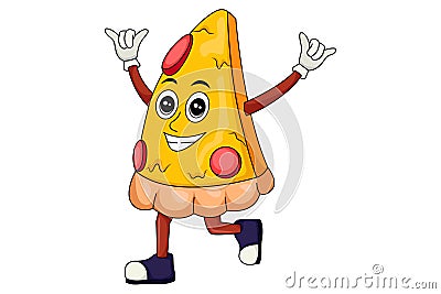 Cute Pizza Character Design Illustration Vector Illustration