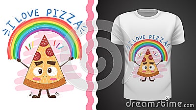 Cute pizza - idea for print t-shirt Vector Illustration