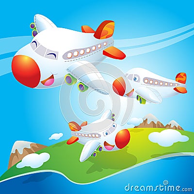 Cute plane flying Vector Illustration