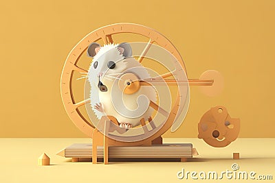 A cute and playful hamster running on a wheel, enjoying some exercise and playtime. Generative AI Stock Photo